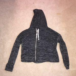 grey and black cropped zip up - american eagle